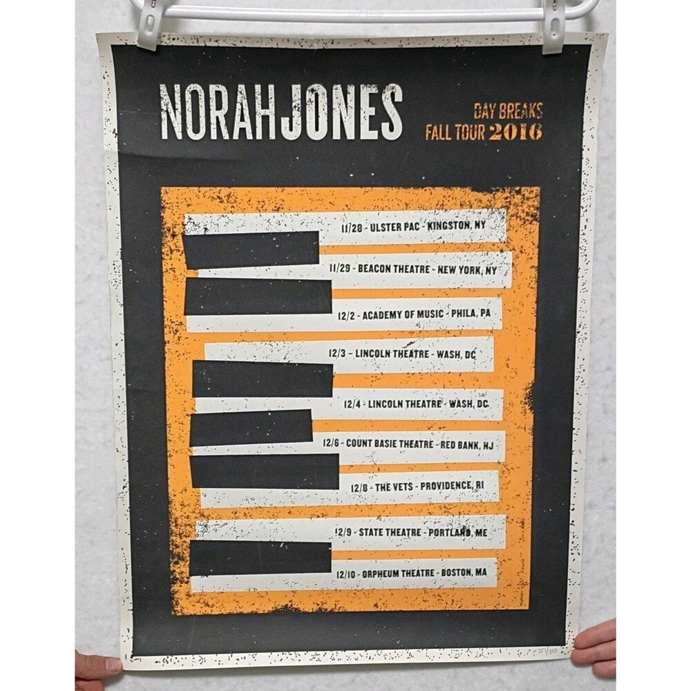 Norah Jones Day Breaks Fall Tour 2016 Venue Poster Signed #227/350 18 x 24 Piano